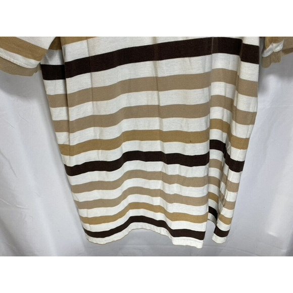 212 NYC Polo‎ Shirt Adult 2XL Beige Striped Button Golfer Rugby Mens - Picture 3 of 8